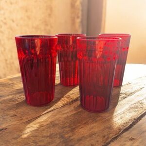 Plastic Red Tumbler Set